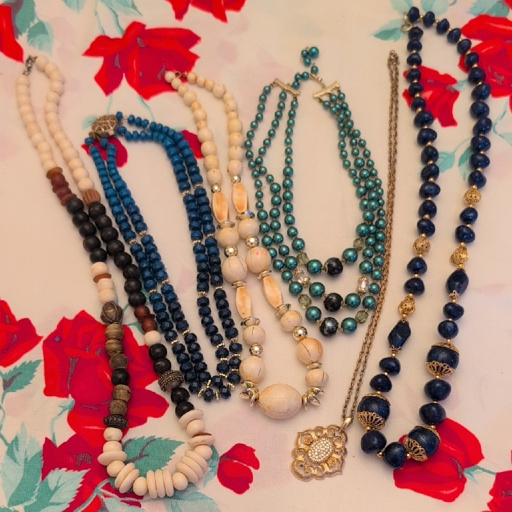 Vintage Necklace Jewelry Lot Blue Trifari